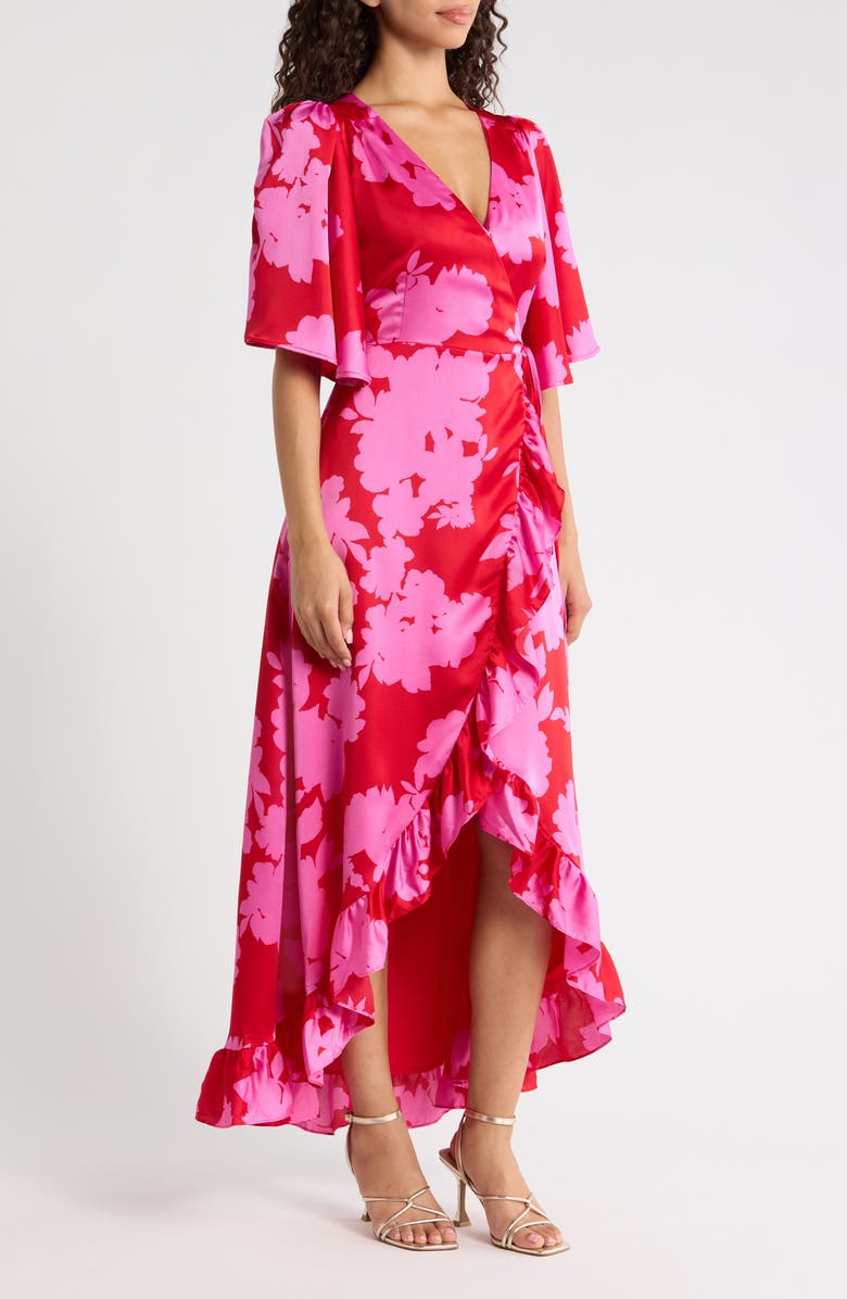 SUGARLIPS Burning Love Abelia High Low Maxi Dress, Alternate, color, Cherry-Pink
