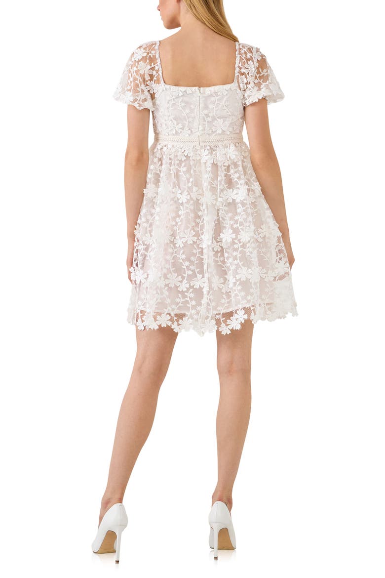 Floral Lace Puff Sleeve Minidress, Alternate, color, WHITE