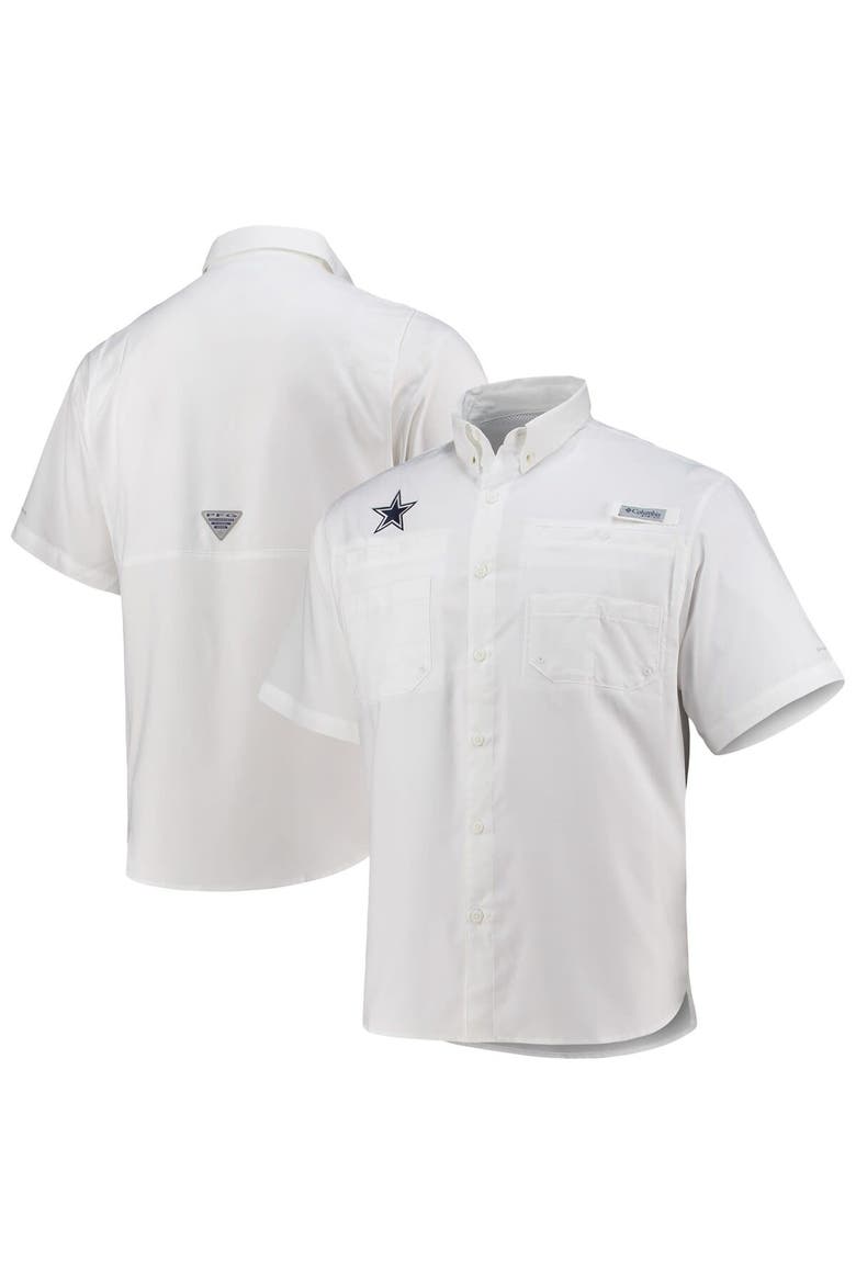 Men's Columbia White Dallas Cowboys Tamiami Omni-Shade Button-Down Shirt, Main, color, White