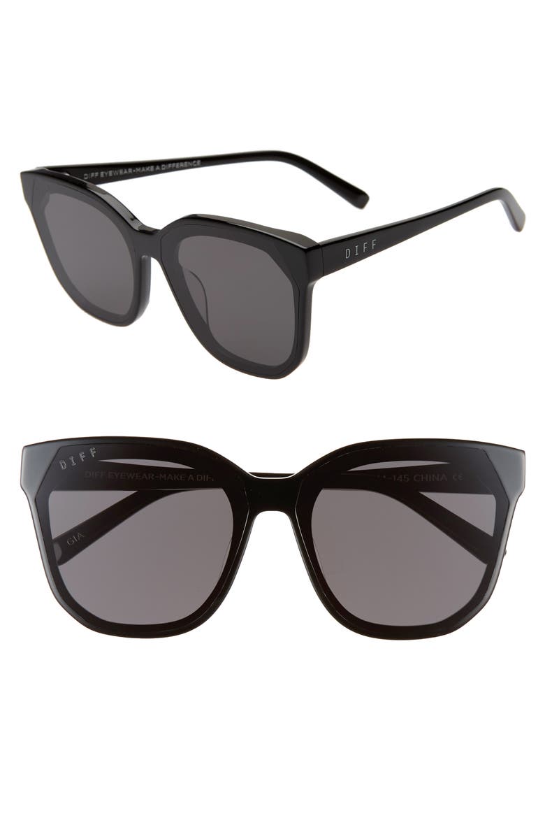 Gia 62mm Oversize Square Sunglasses, Alternate, color, BLACK/ GREY