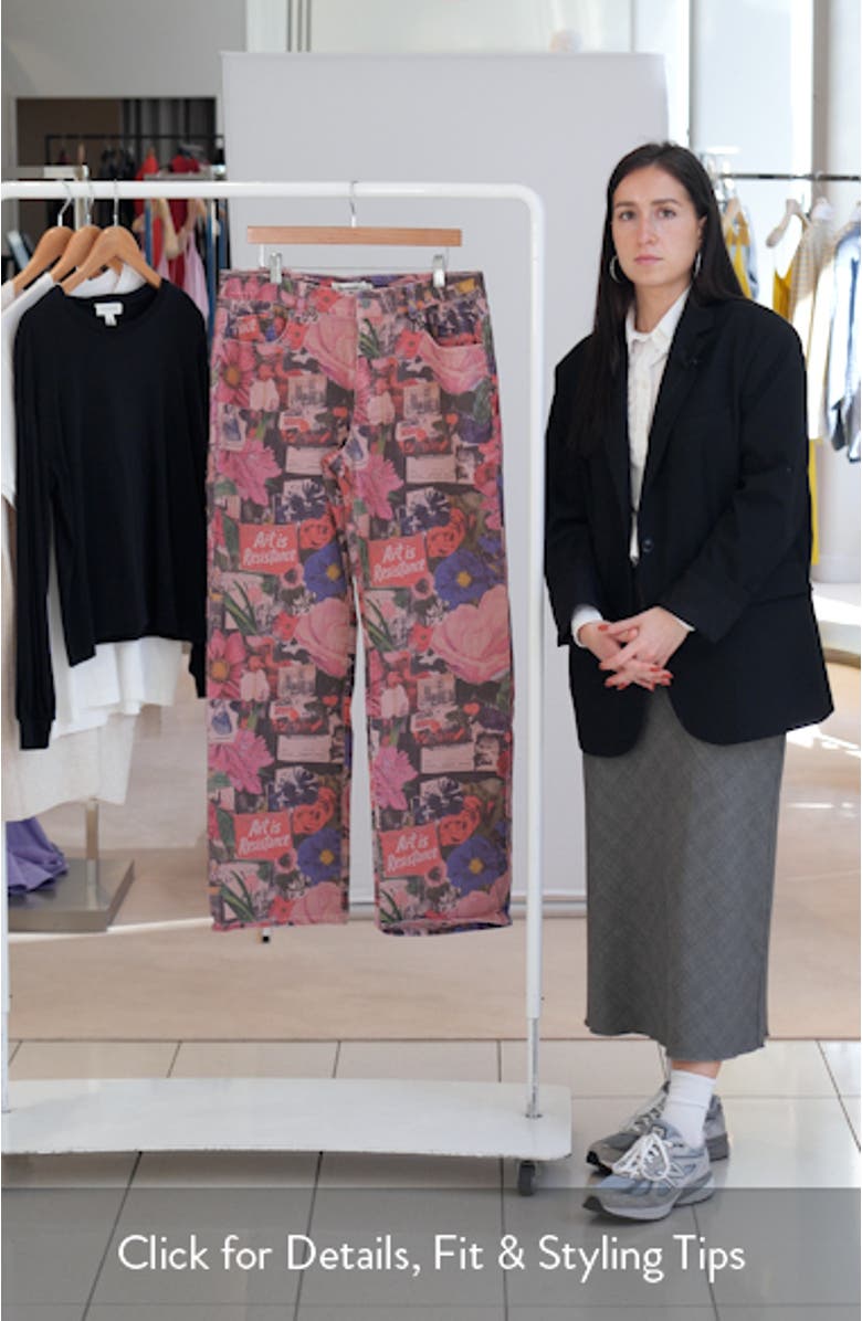 Patchwork Print Straight Leg Jeans, sales video thumbnail