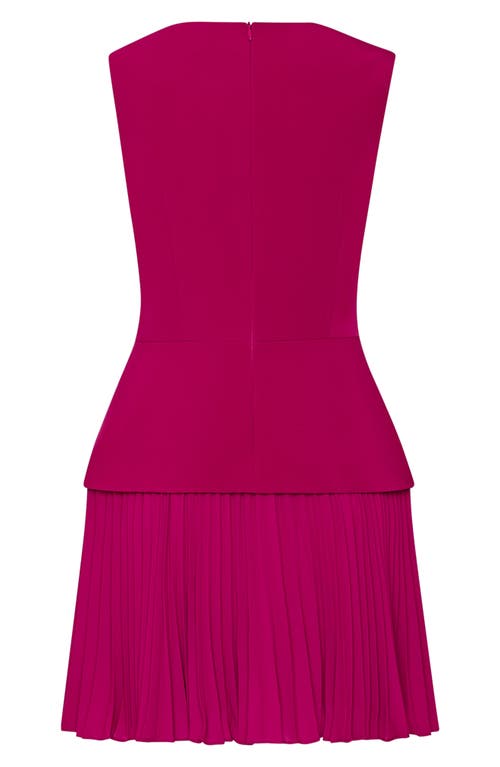 Milly Haddy Mixed Media Pleated Minidress In Purple