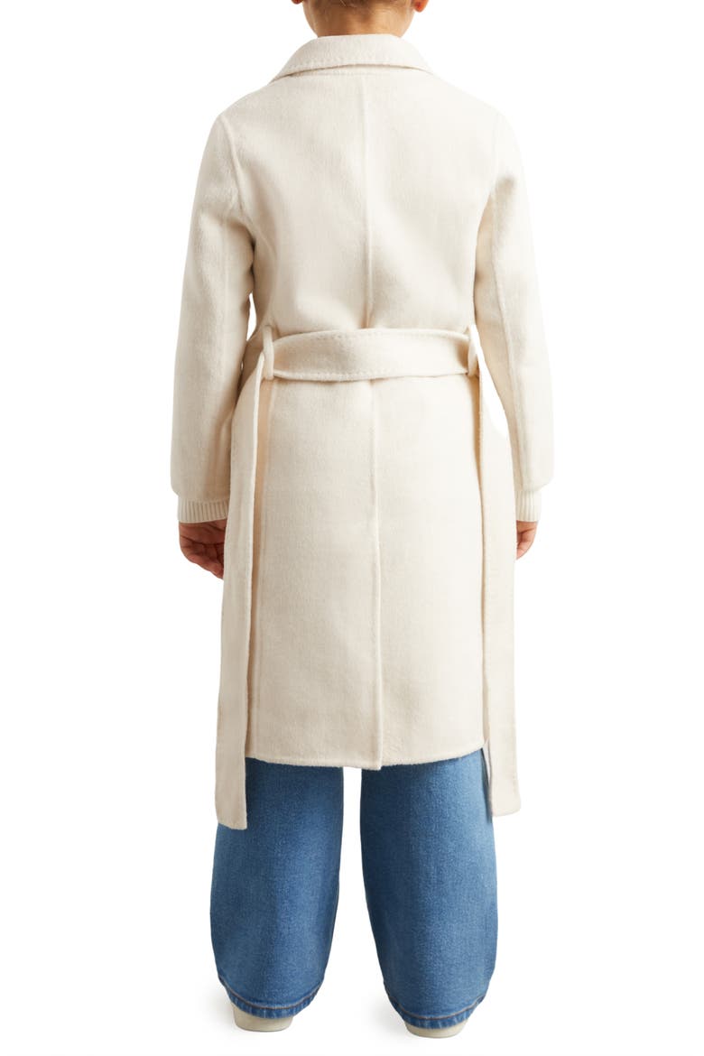 Kids' Maeve Belted Double Breasted Wool Blend Coat, Alternate, color, OATMEAL