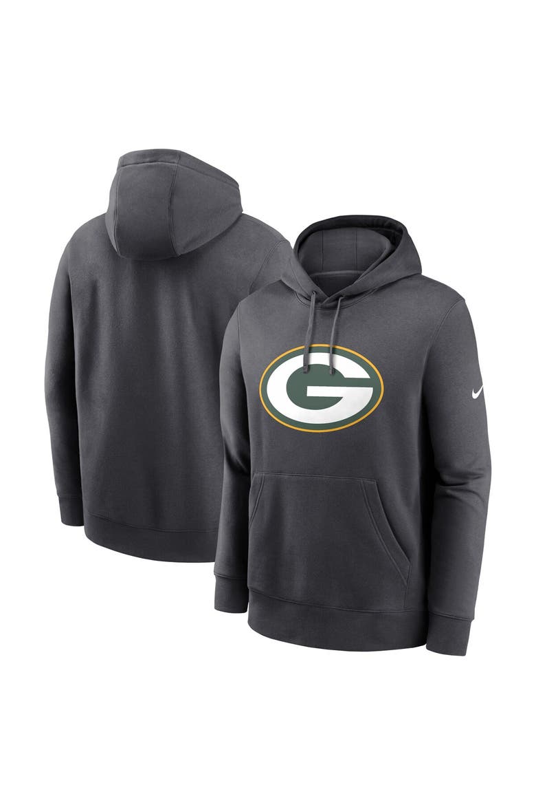 Men's Nike Anthracite Green Bay Packers Primetime Club Logo Hoodie, Main, color, Anthracite