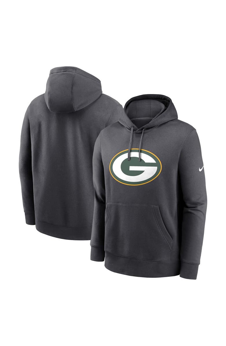 Nike Men's Nike Anthracite Green Bay Packers Primetime Club Logo Hoodie, Main, color,