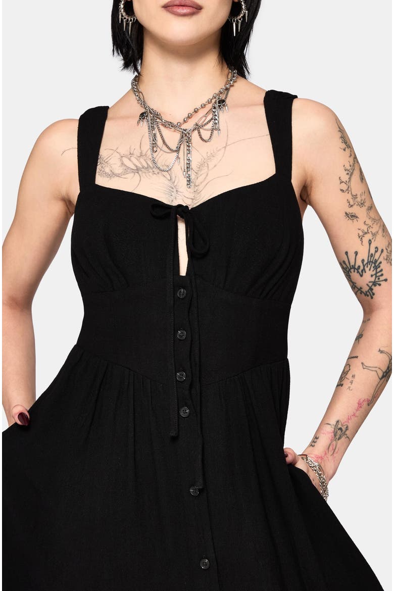 Miseria Shirred Button Up Maxi Dress, Alternate, color, Black
