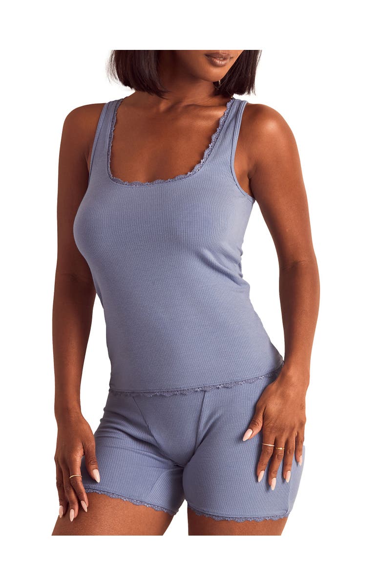 Adore Me Tayler Pajama Tank & Boxer Shorts Set, Main, color, Medium Blue