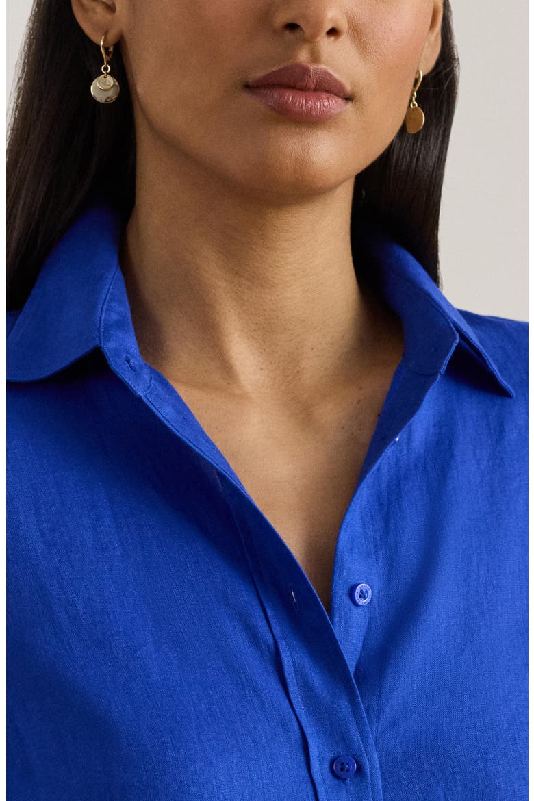 Karrie Linen Button-Up Shirt, Alternate, color, CRUISE ROYAL BLUE