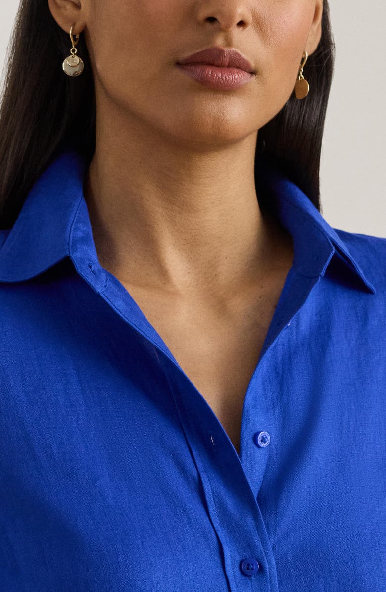 Lauren Ralph Lauren Karrie Linen Button-Up Shirt, Alternate, color, Cruise Royal Blue