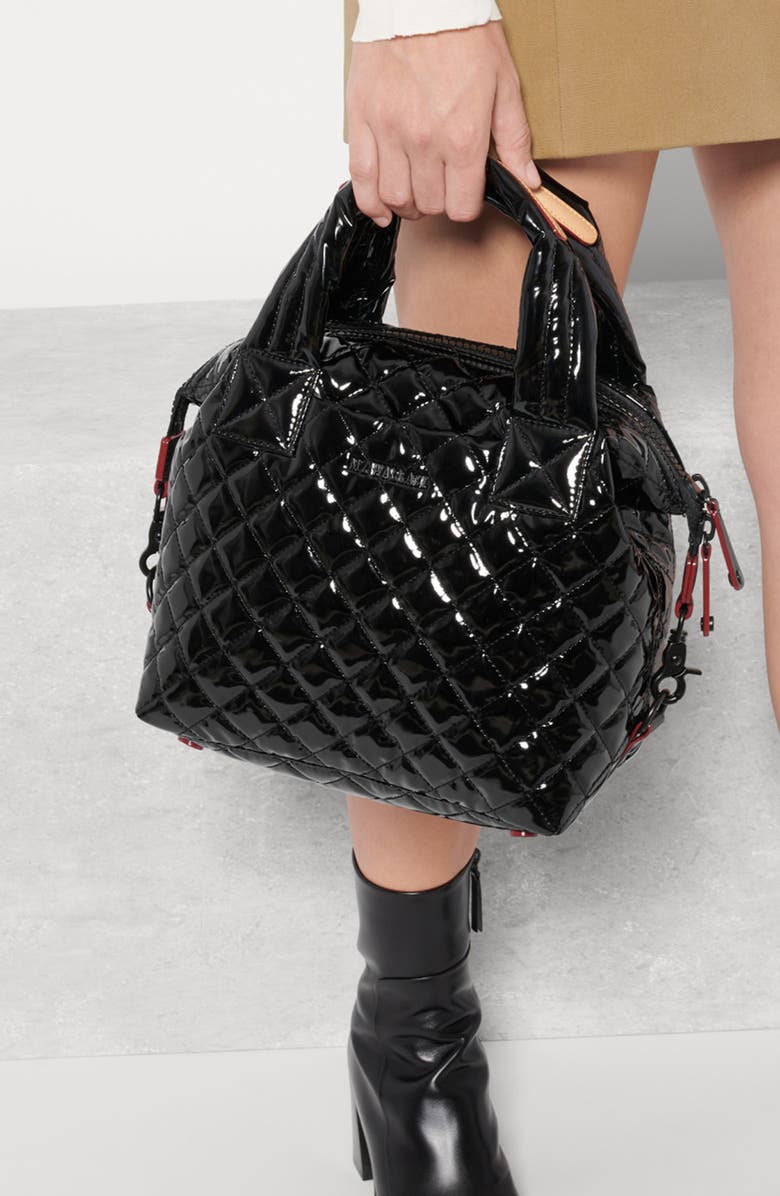 MZ Wallace Small Sutton Deluxe Tote, Alternate, color, Black Lacquer