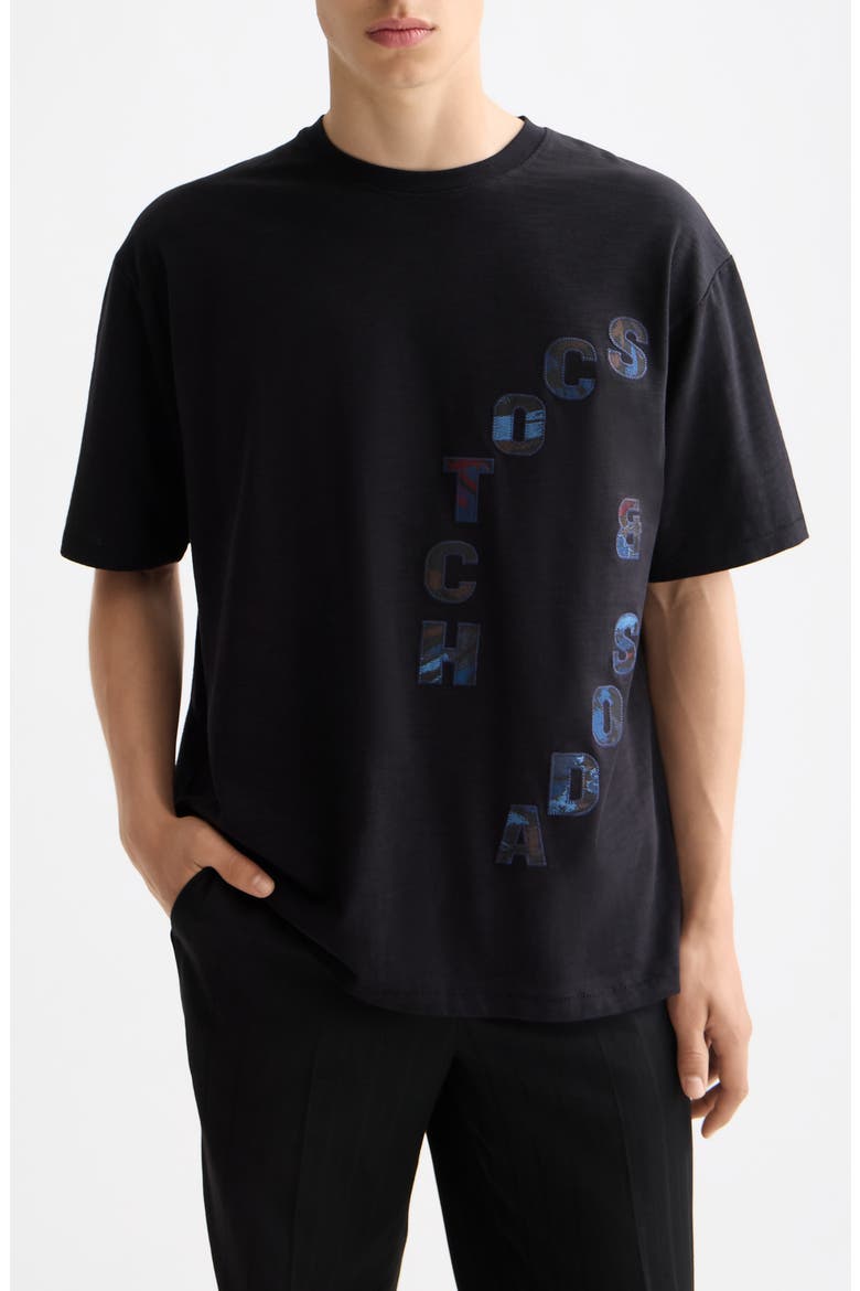 Loose Fit Logo Appliqué T-Shirt, Main, color, METEORITE