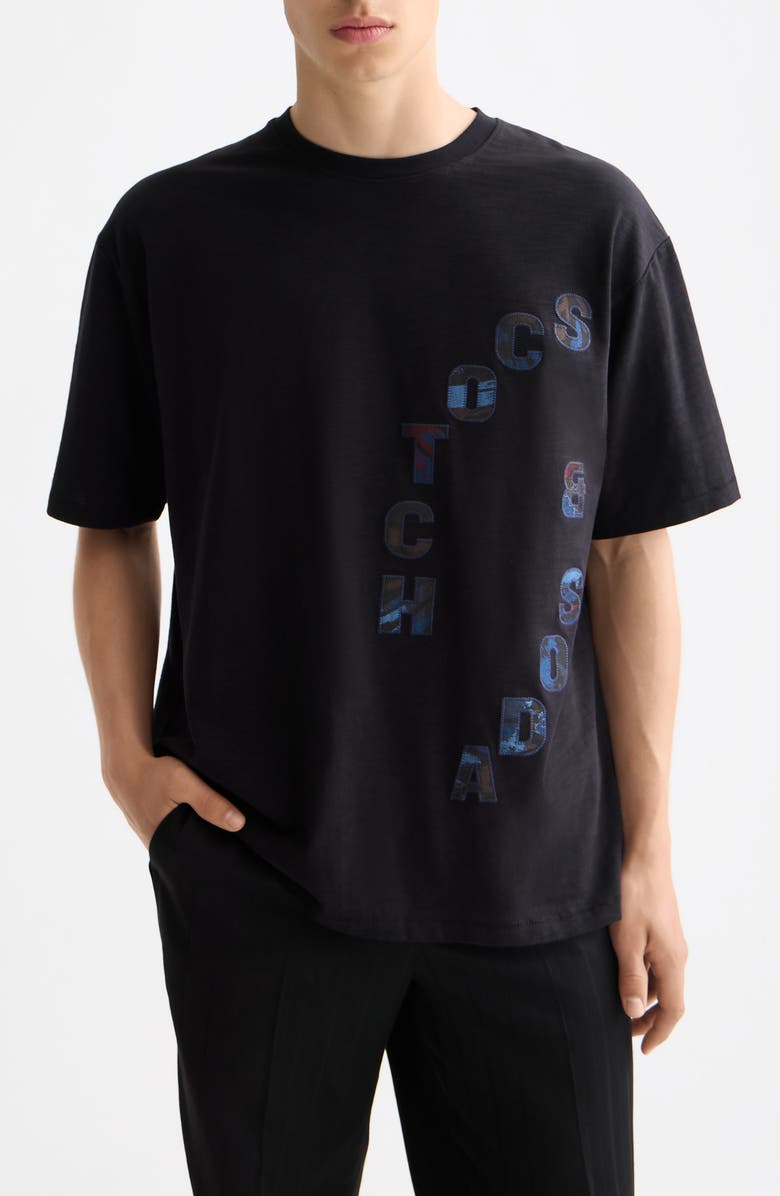 Scotch & Soda Loose Fit Logo Appliqué T-Shirt, Main, color, Meteorite