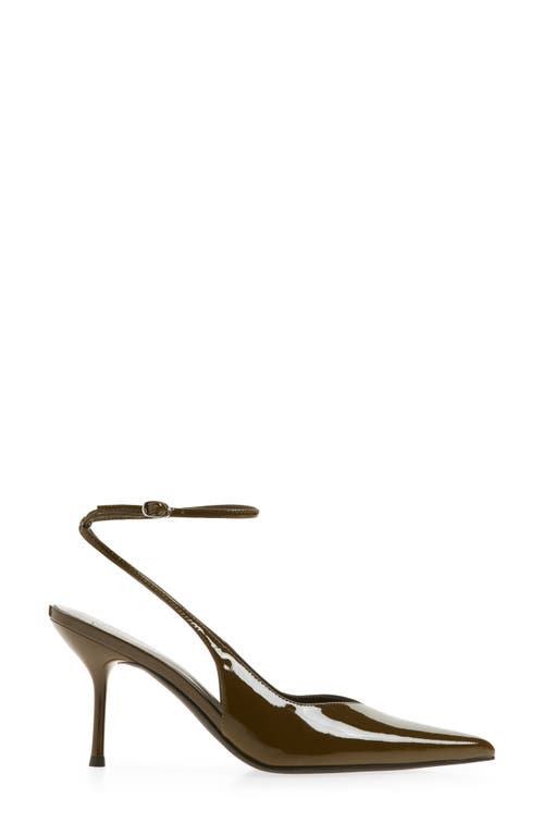 Jeffrey Campbell Executive Ankle Strap Pointed Toe Slingback Pump In Khaki Patent