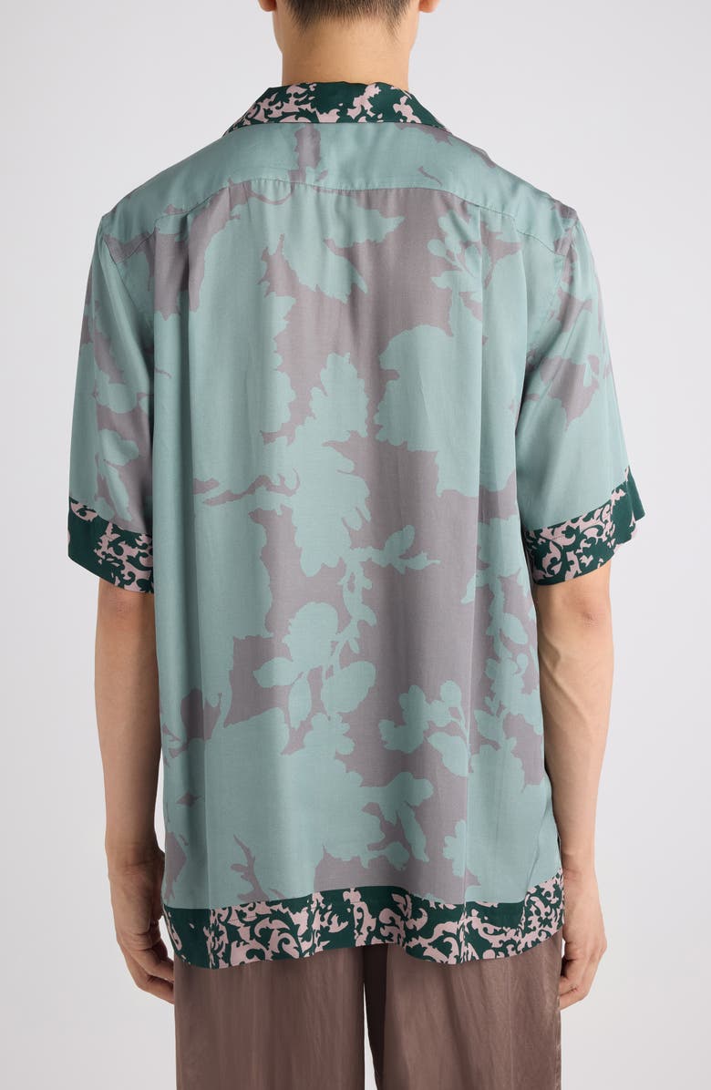 Dries Van Noten Carltone Short Sleeve Button-Up Shirt, Alternate, color, Petrol