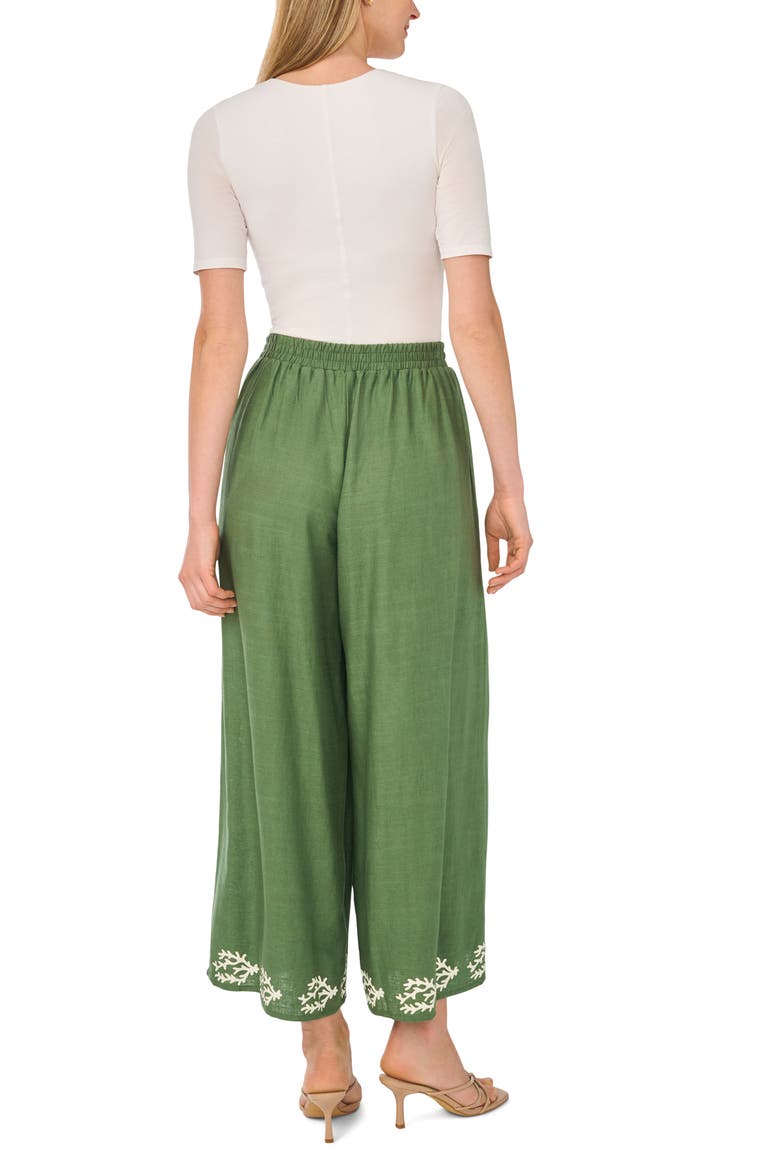 Leaf Print Hem Pants, Alternate, color, MYRTLE