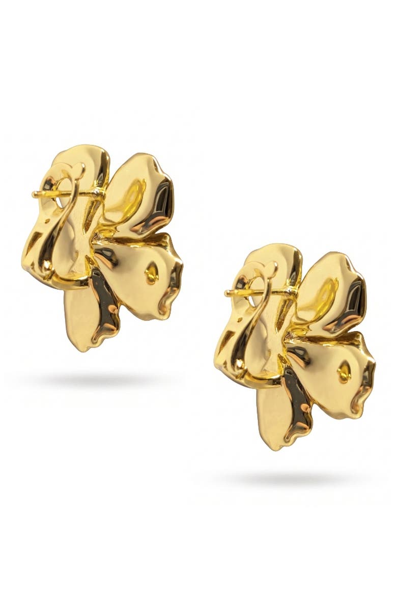 Hibiscus Flower Statement Earrings, Alternate, color, GOLD