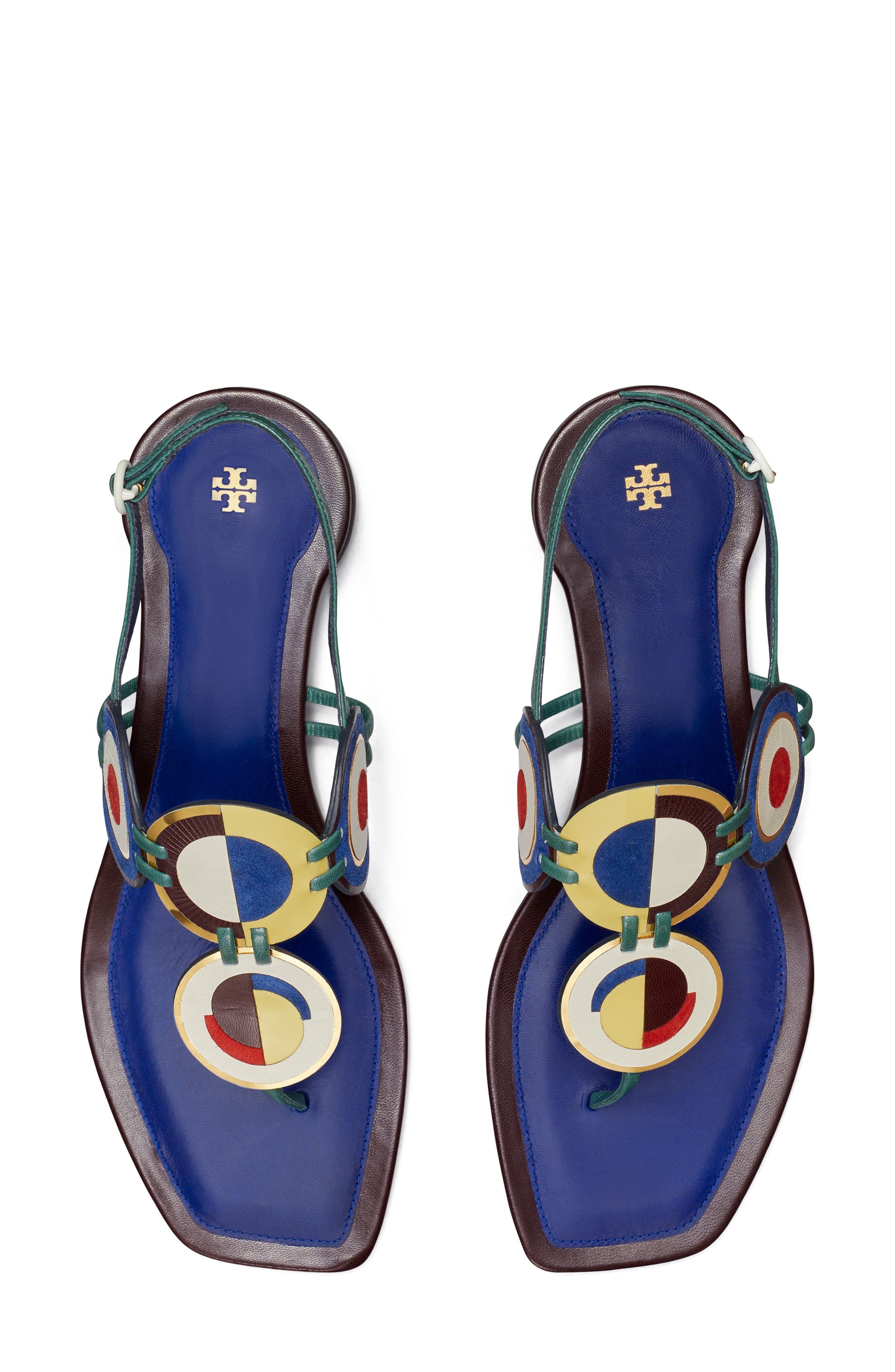 Tory Burch Marquetry Flat Disk Slingback Sandal, Alternate, color, 