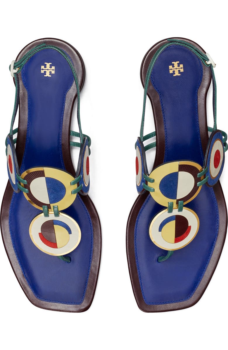 Tory Burch Marquetry Flat Disk Slingback Sandal, Alternate, color,