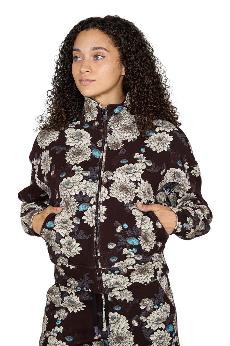 June Brushed Knit Crop Jacket, Alternate, color, Serious Floral Black
