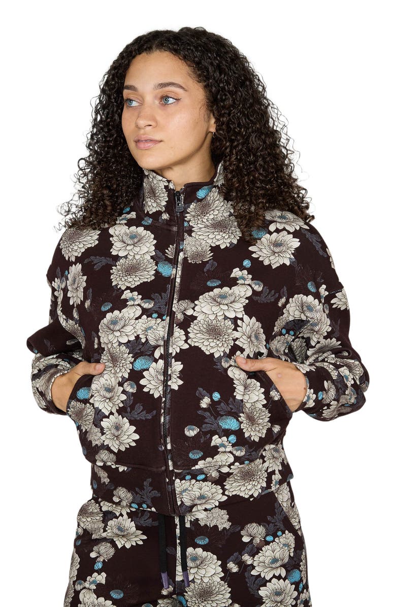 Lords of Harlech June Brushed Knit Crop Jacket, Alternate, color, Serious Floral Black