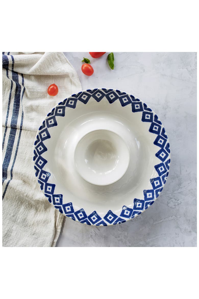 Santorini Chips & Dip Serving Dish, Alternate, color, BLUE