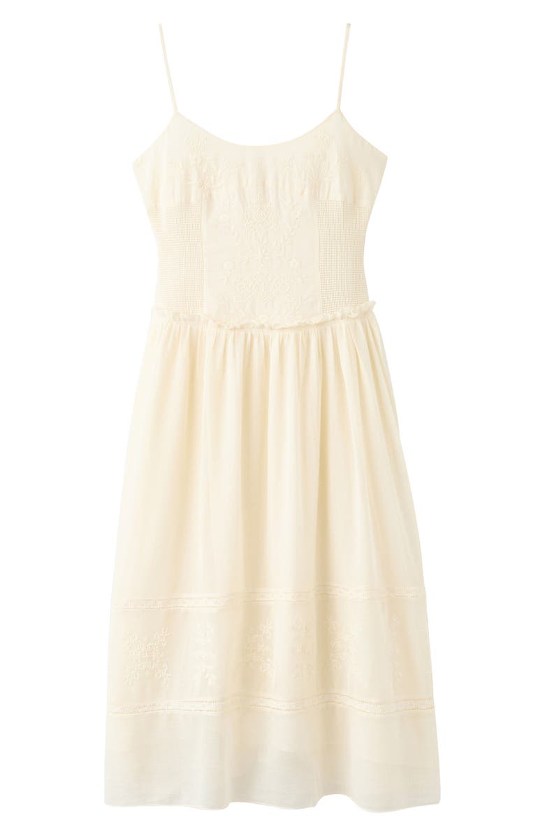 MANGO Embroidered Detail Sleeveless Maxi Dress, Alternate, color, Off White