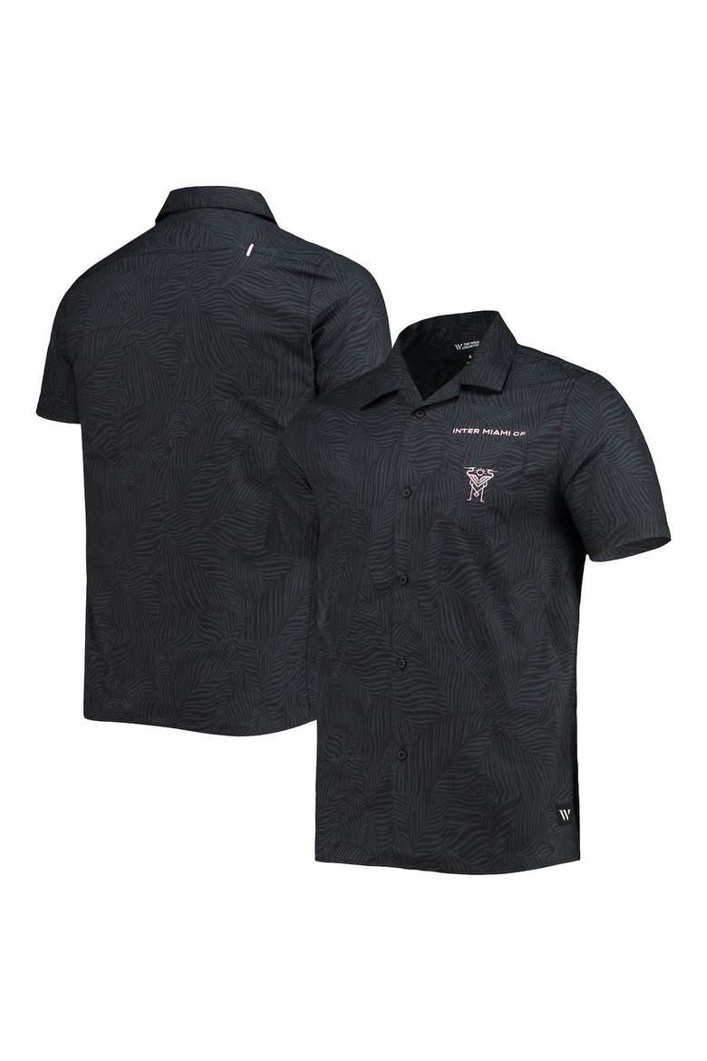 Men's The Wild Collective Black Inter Miami CF Abstract Palm Button-Up Shirts, Alternate, color, Black