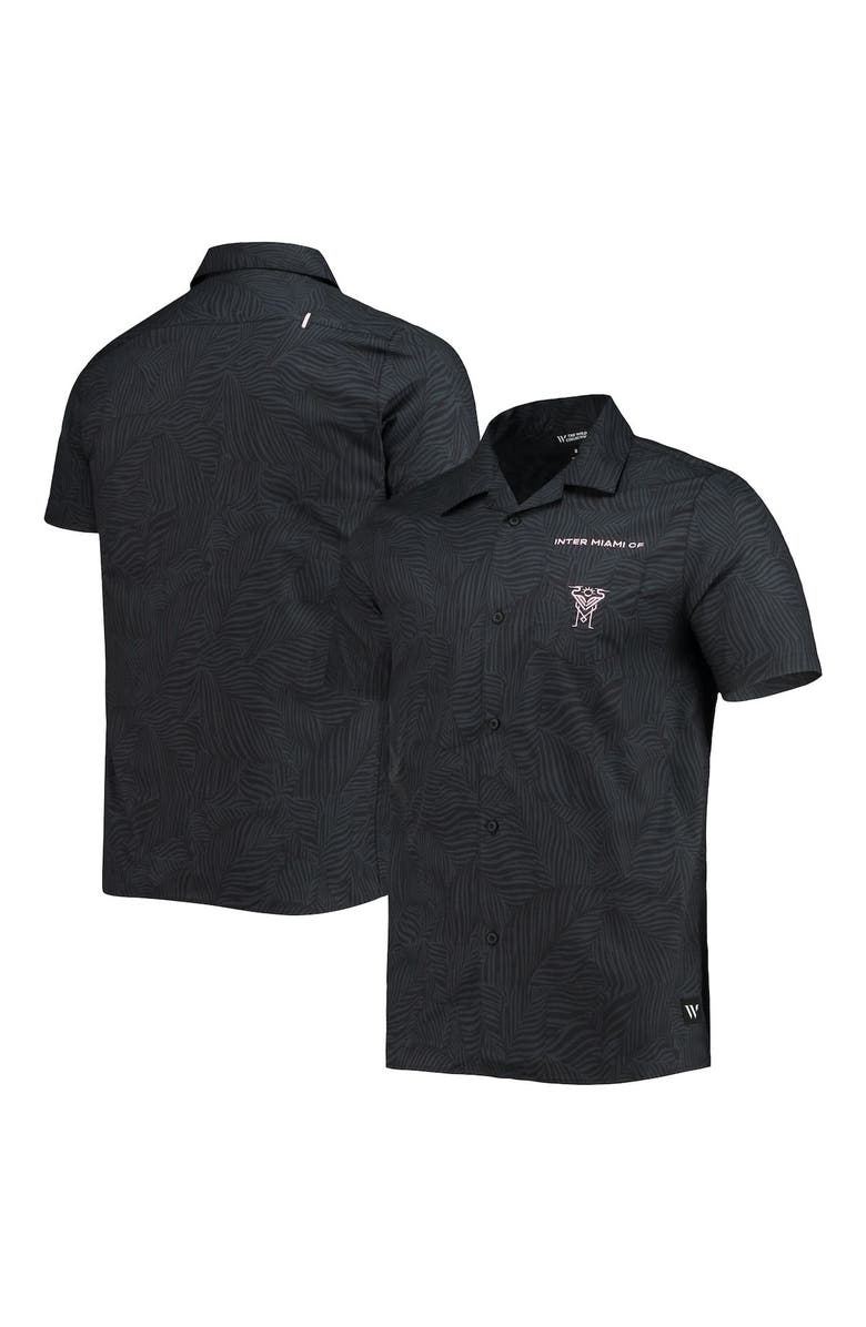 THE WILD COLLECTIVE Men's The Wild Collective Black Inter Miami CF Abstract Palm Button-Up Shirts, Alternate, color, 