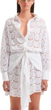 Moeva Nayeli Tie-Front Cotton Shirt Dress