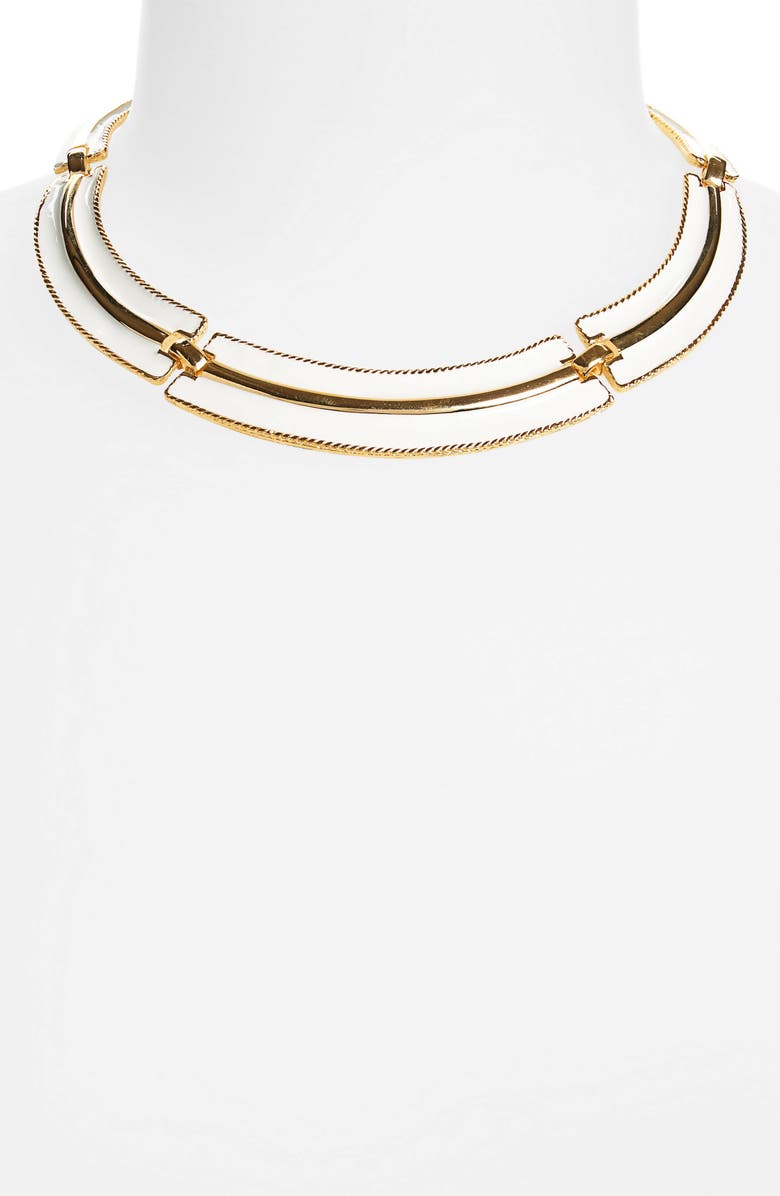 Kenneth Jay Lane Enamel Bib Necklace, Alternate, color, White