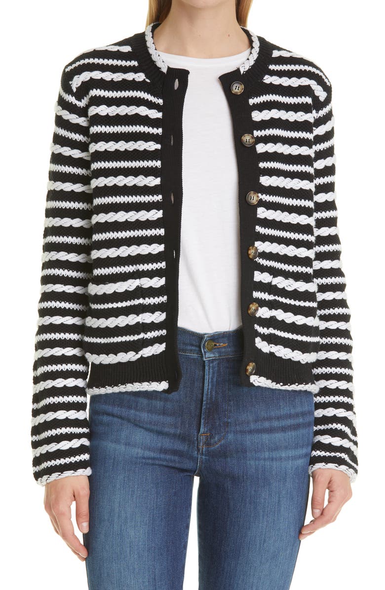 La Ligne Braid Stripe Cardigan, Main, color,