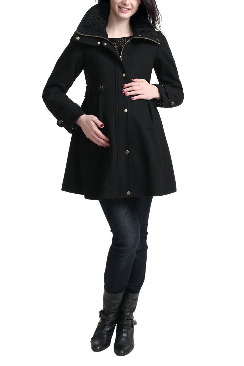 Olivia Wool Blend Maternity Coat, Main, color, BLACK