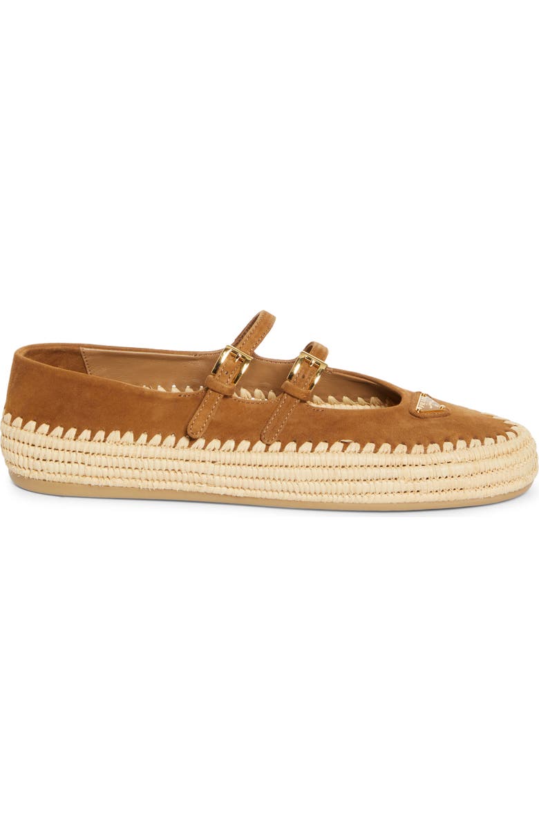 Prada Raffia Double Strap Mary Jane Flat, Alternate, color,