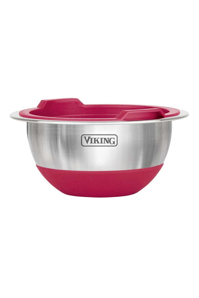 10-Piece Stainless Steel Mixing Bowl Set with Lids, Alternate, color, RED