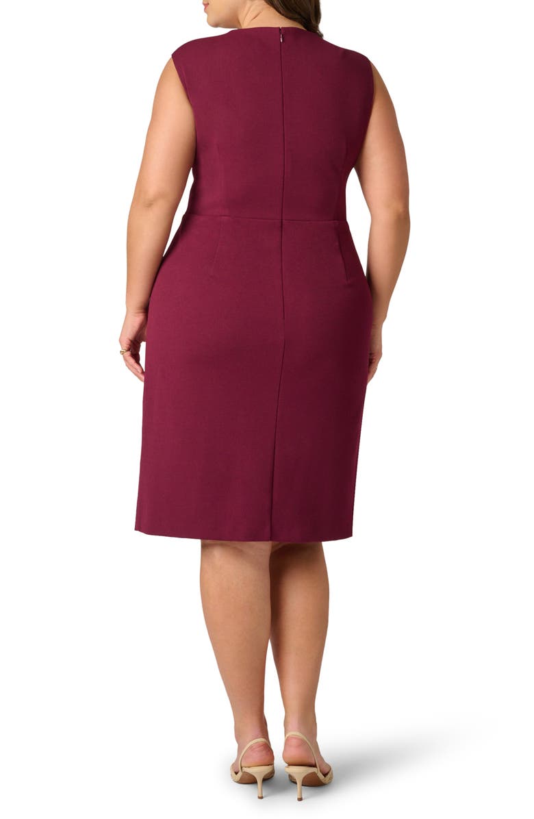 Adrianna Papell Sleeveless Bow Crepe Sheath Dress, Alternate, color, Cabernet