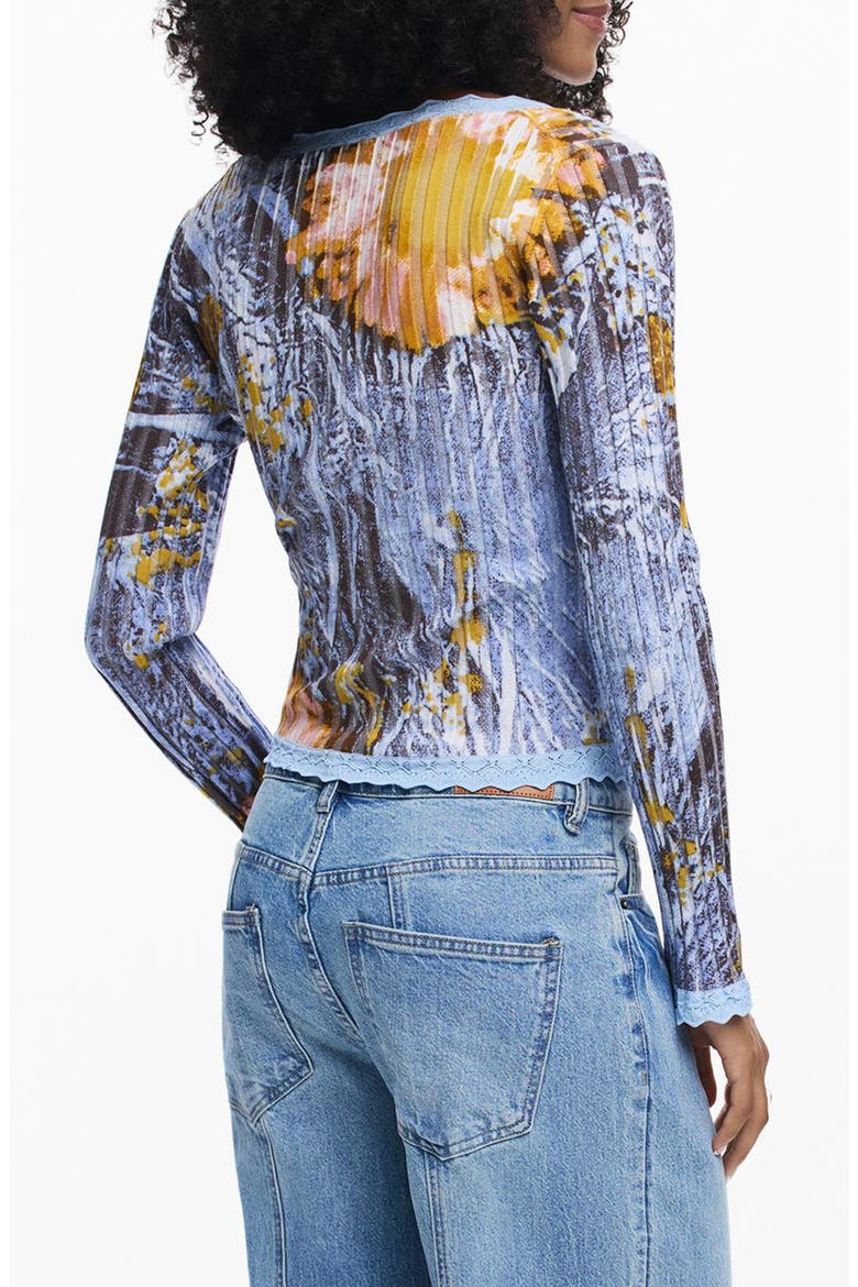 Abstract Print Rib Knit Top, Alternate, color, BLUE