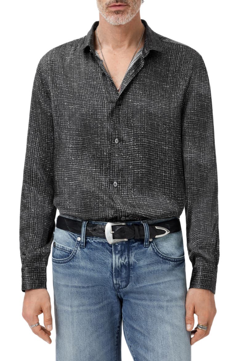 Orchard Silk Button-Up Shirt, Main, color, BLACK/ WHITE