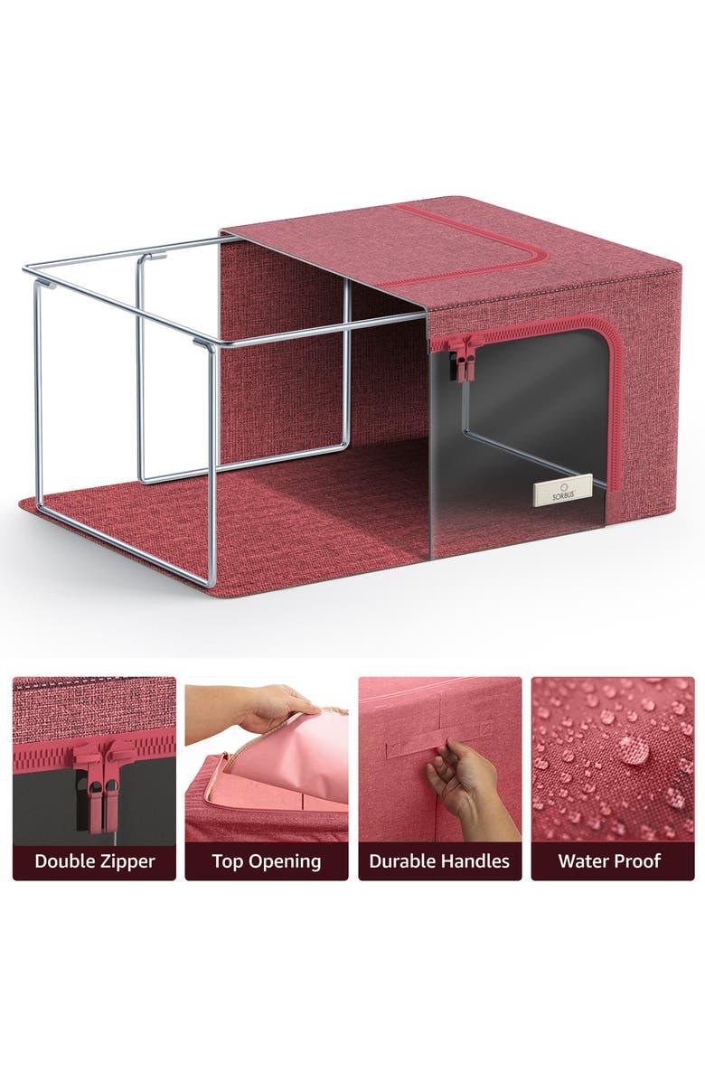 SORBUS Small Window Storage Box - Set of 2 - Pink, Alternate, color, Pink