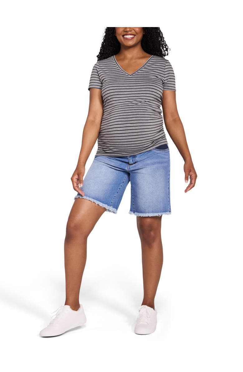 MOTHERHOOD MATERNITY Under the Belly Maternity Dad Denim Short, Alternate, color, Beth Medium Wash