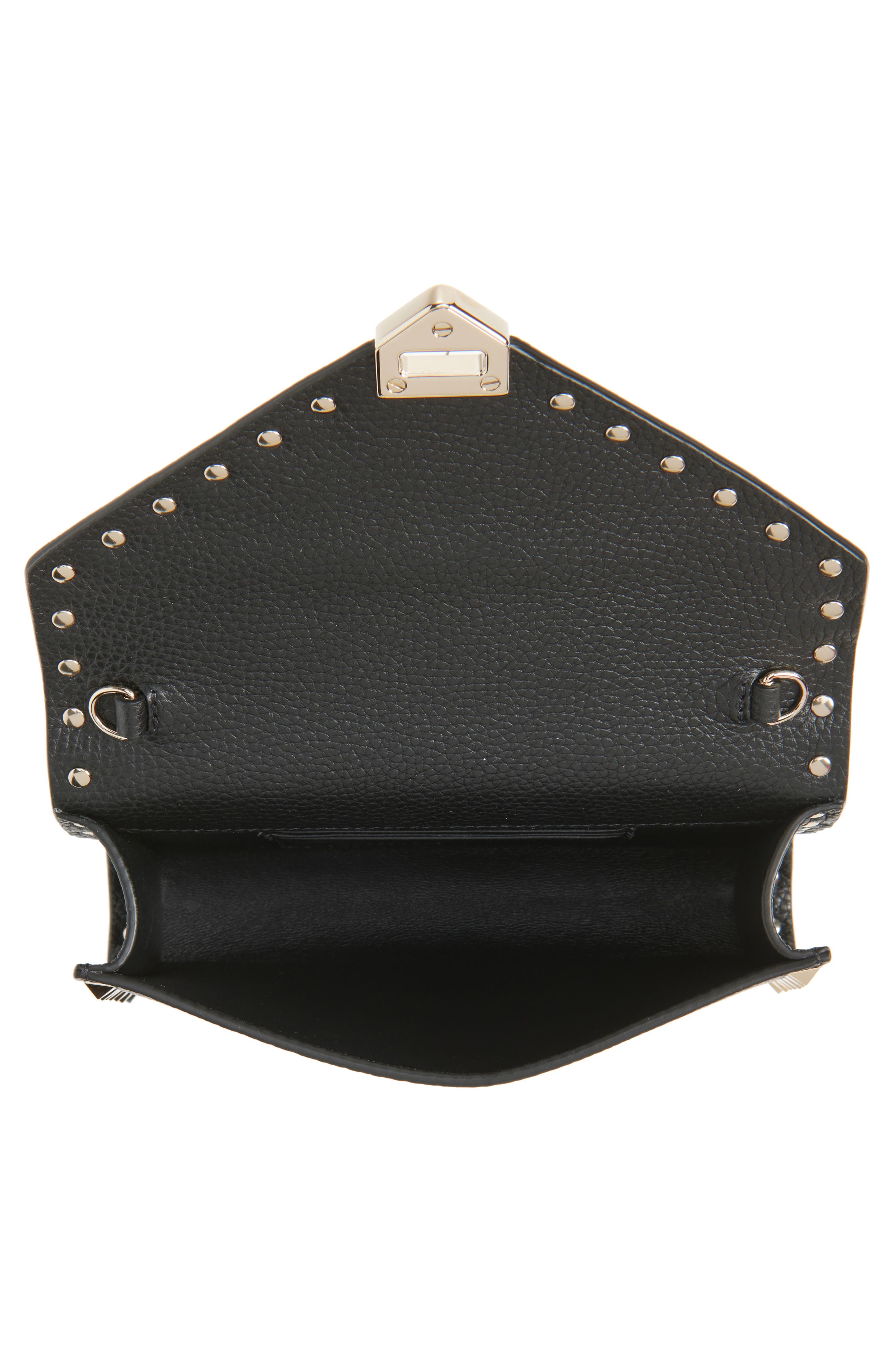 Valentino Garavani Mini Rockstud Leather Shoulder Bag, Alternate, color, Black