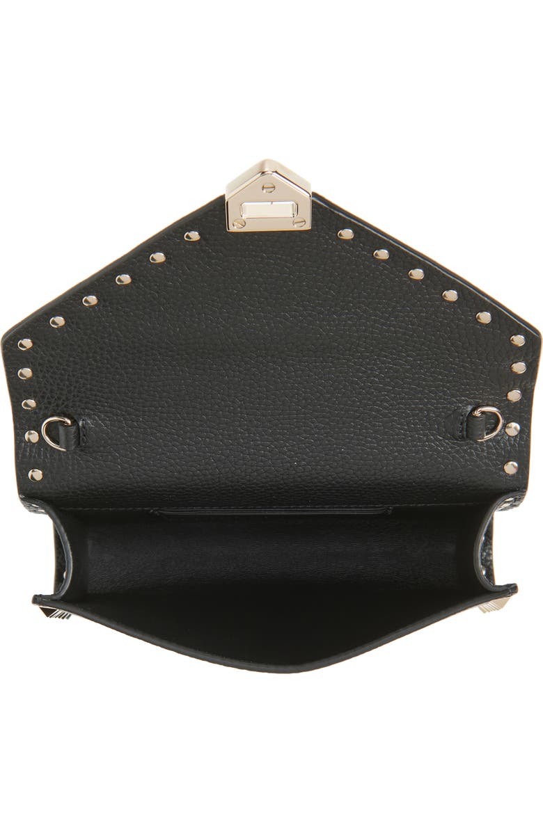 Valentino Garavani Mini Rockstud Leather Shoulder Bag, Alternate, color, Black