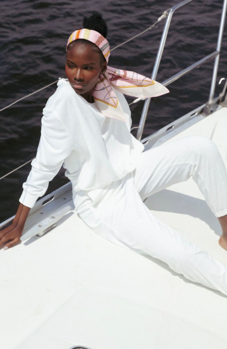 Viens Avec Moi Terry Cloth Sweatshirt, Alternate, color, White