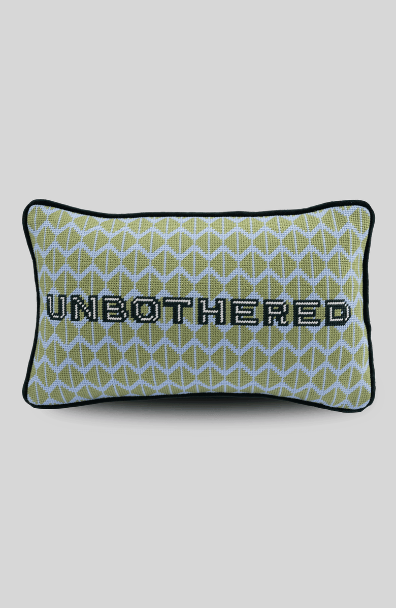 Furbish Studio Unbothered Needlepoint Pillow, Main, color, Unbothered