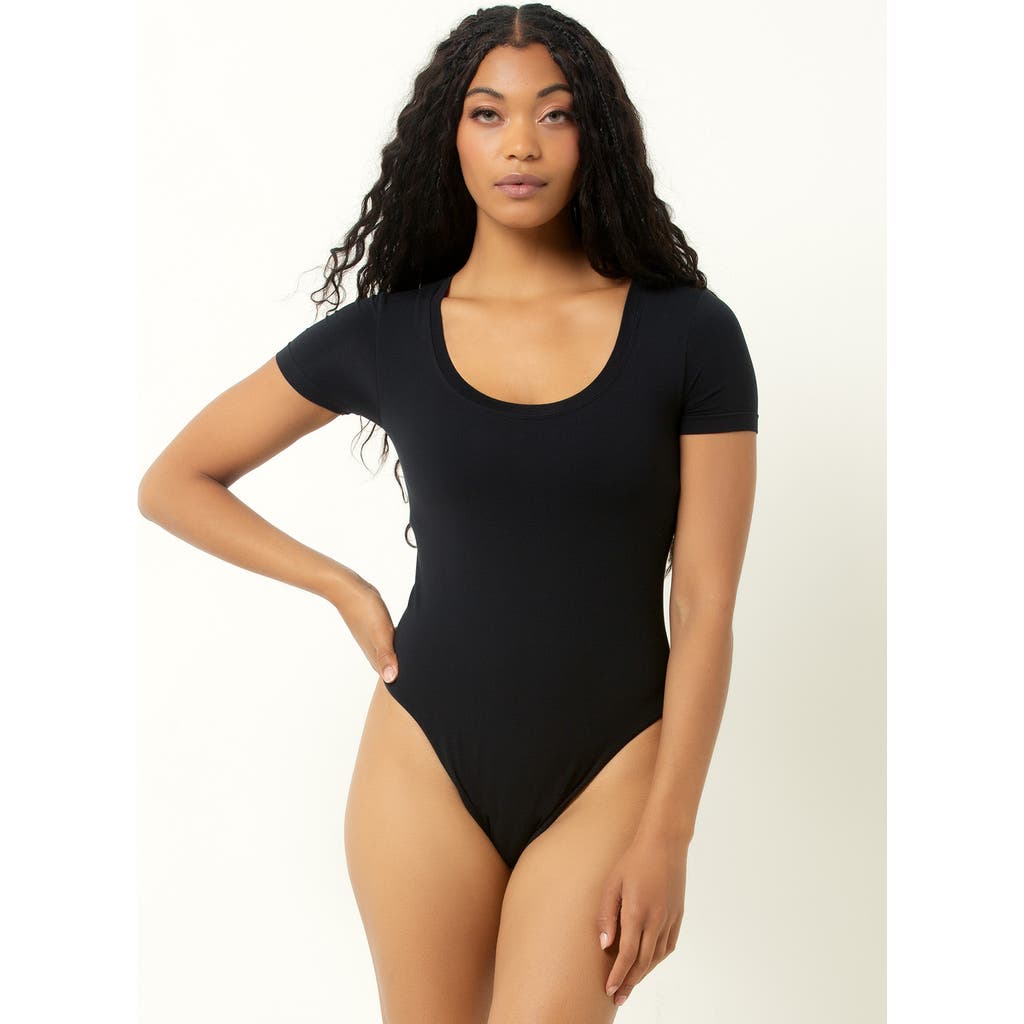 Single Stitch Seamless Modal Blend Bodysuit In Black