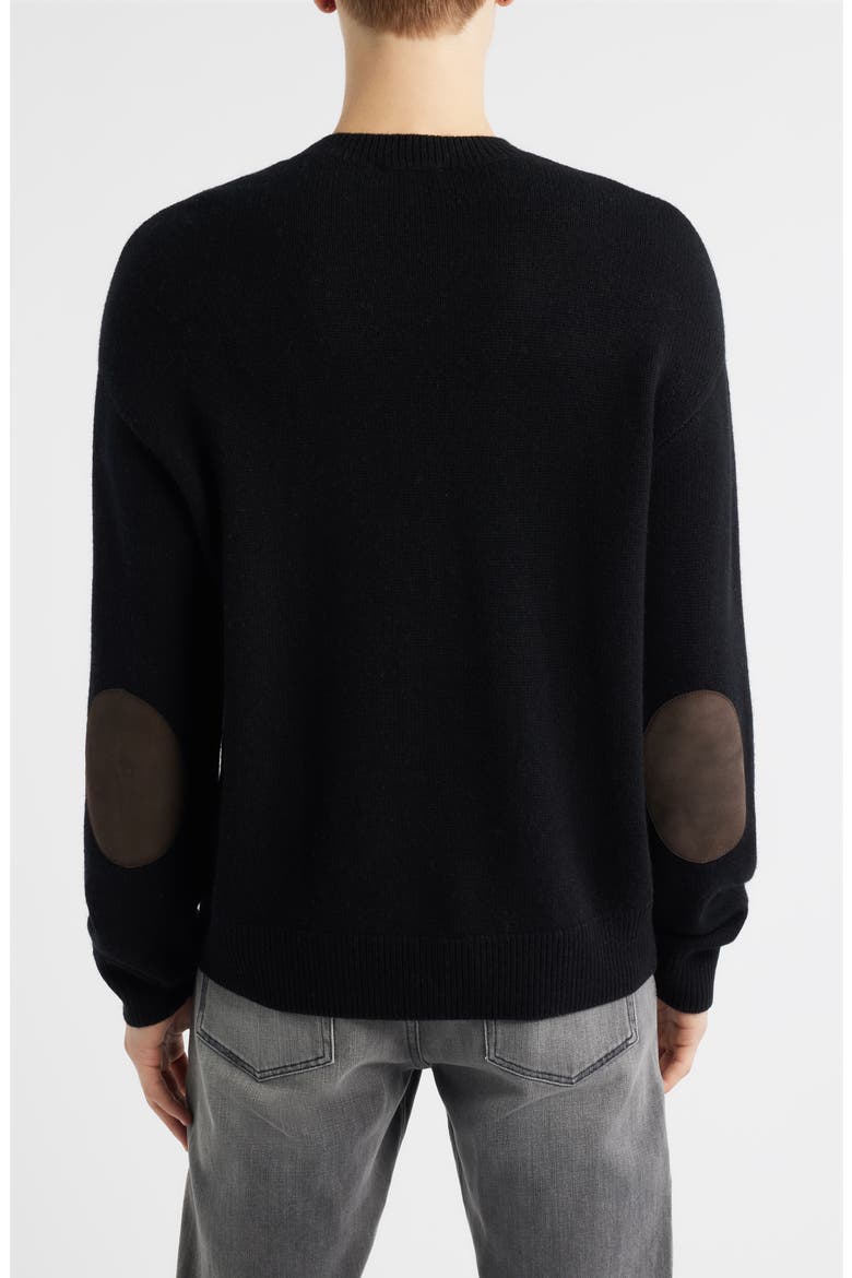 Elbow Patch Wool & Cashmere Sweater, Alternate, color, BLACK