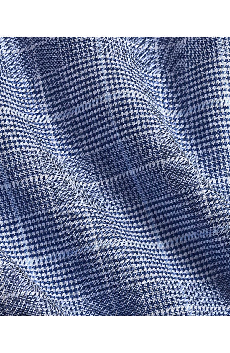 David Donahue Trim Fit Glen Plaid Twill Cotton Dress Shirt, Alternate, color, Navy