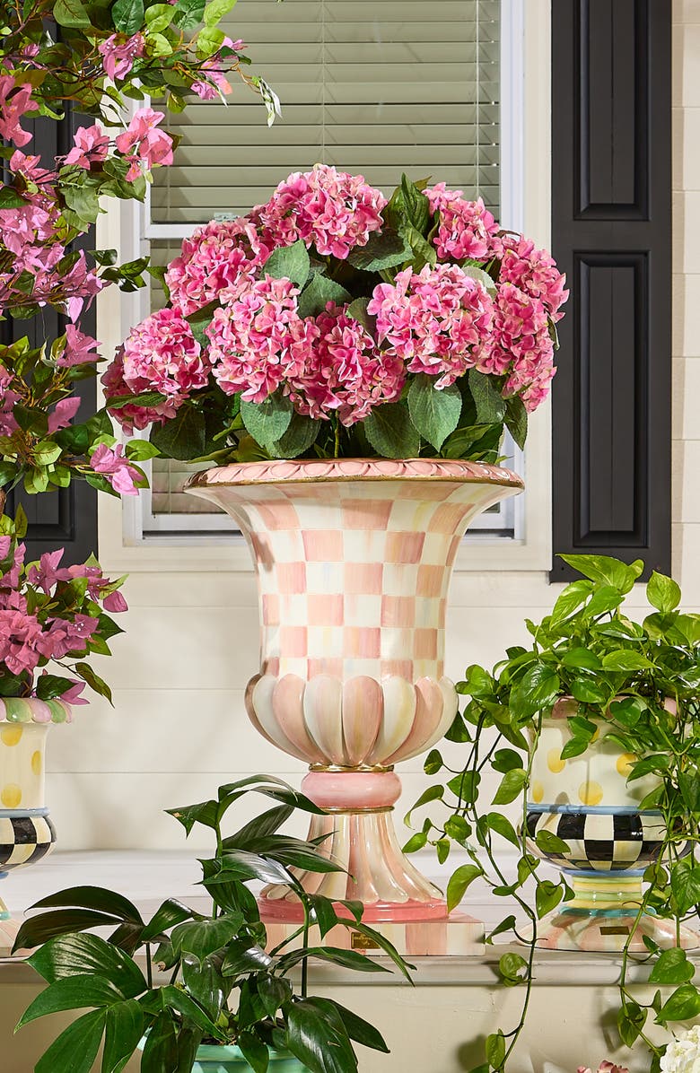 MACKENZIE CHILDS Rosy Check Pedestal Urn, Alternate, color, Rosy