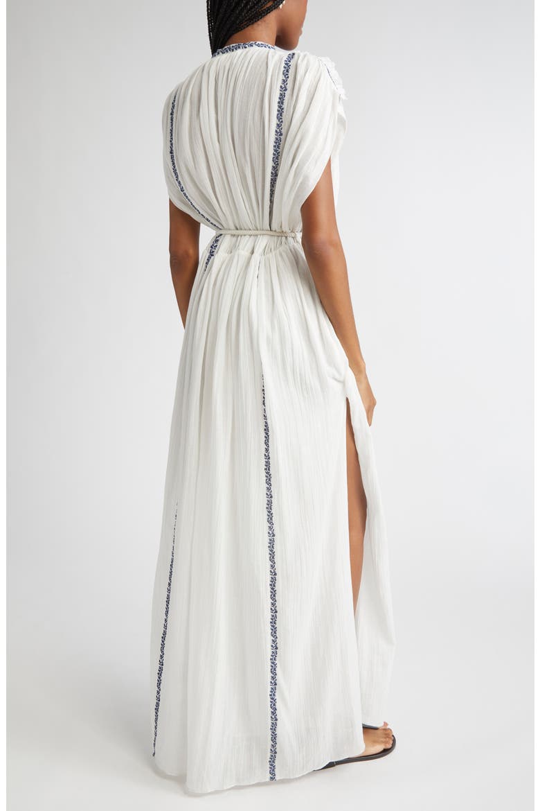 Liviane Embroidered Maxi Dress, Alternate, color, ECRU/ BLUE