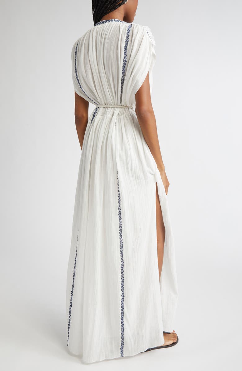 Isabel Marant Étoile Liviane Embroidered Maxi Dress, Alternate, color, Ecru/ Blue