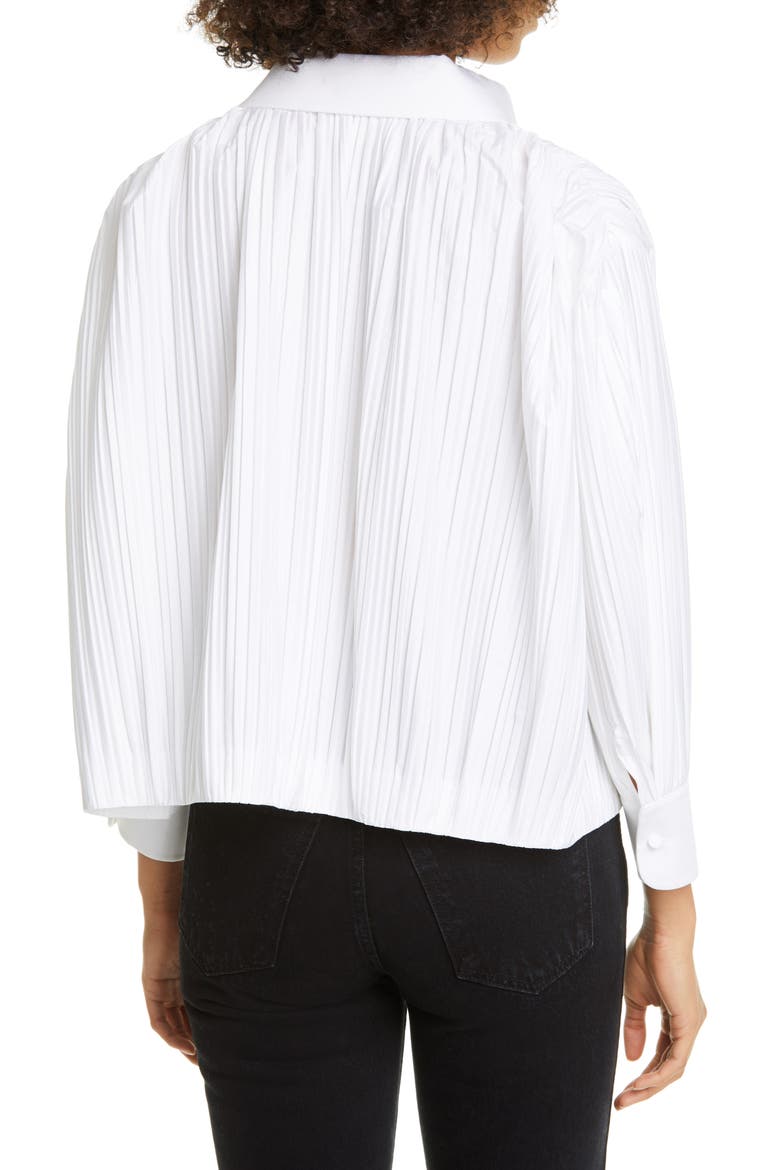 Ivette Malone Pleated Crop Cotton Poplin Top, Alternate, color, WHITE